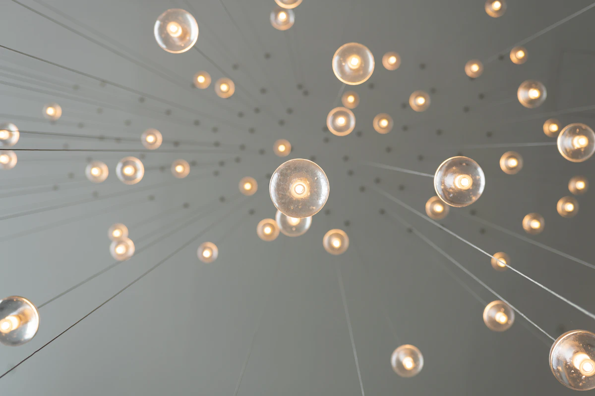 A warm filament-style LED bulb that mimics the look of a traditional incandescent