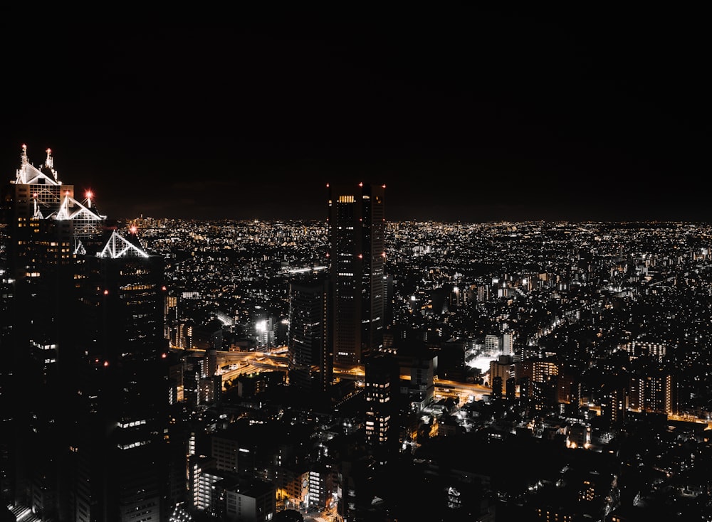 city buildings during night time