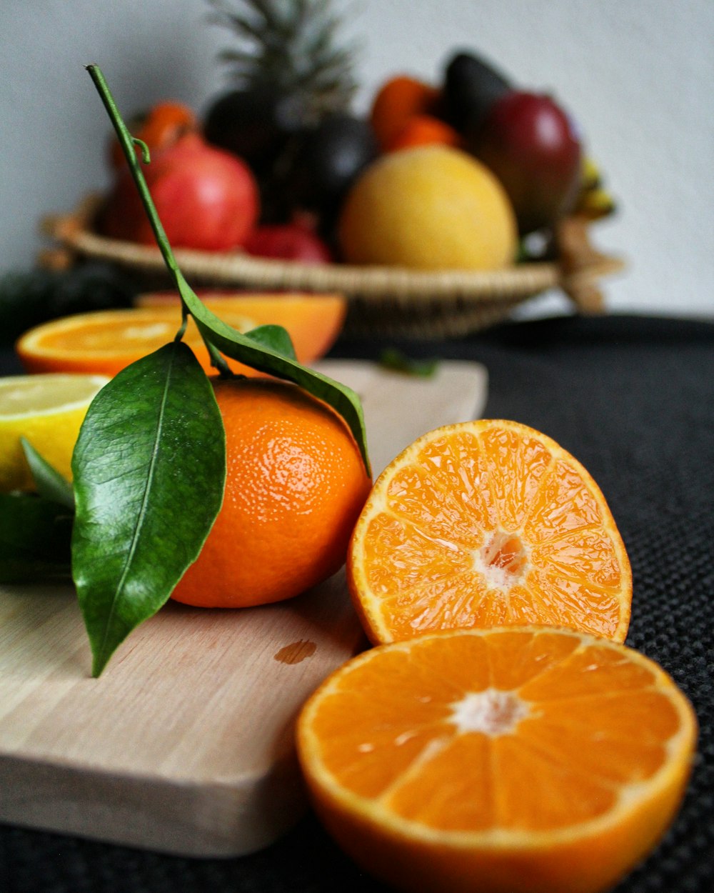 Foto focal selectiva de mandarinas