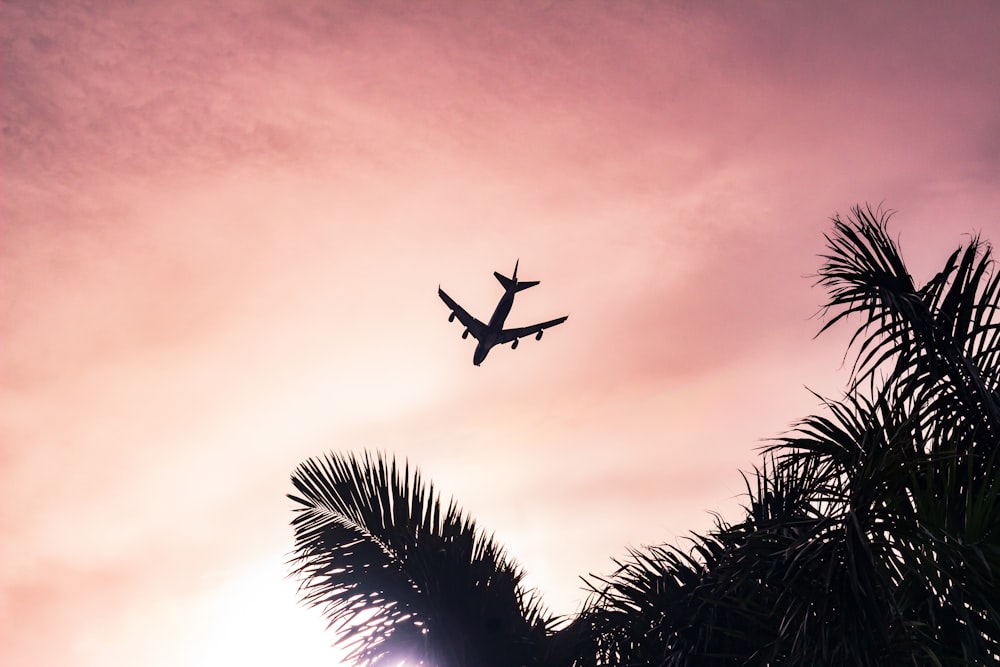 Avión bajo el cielo nublado durante el día