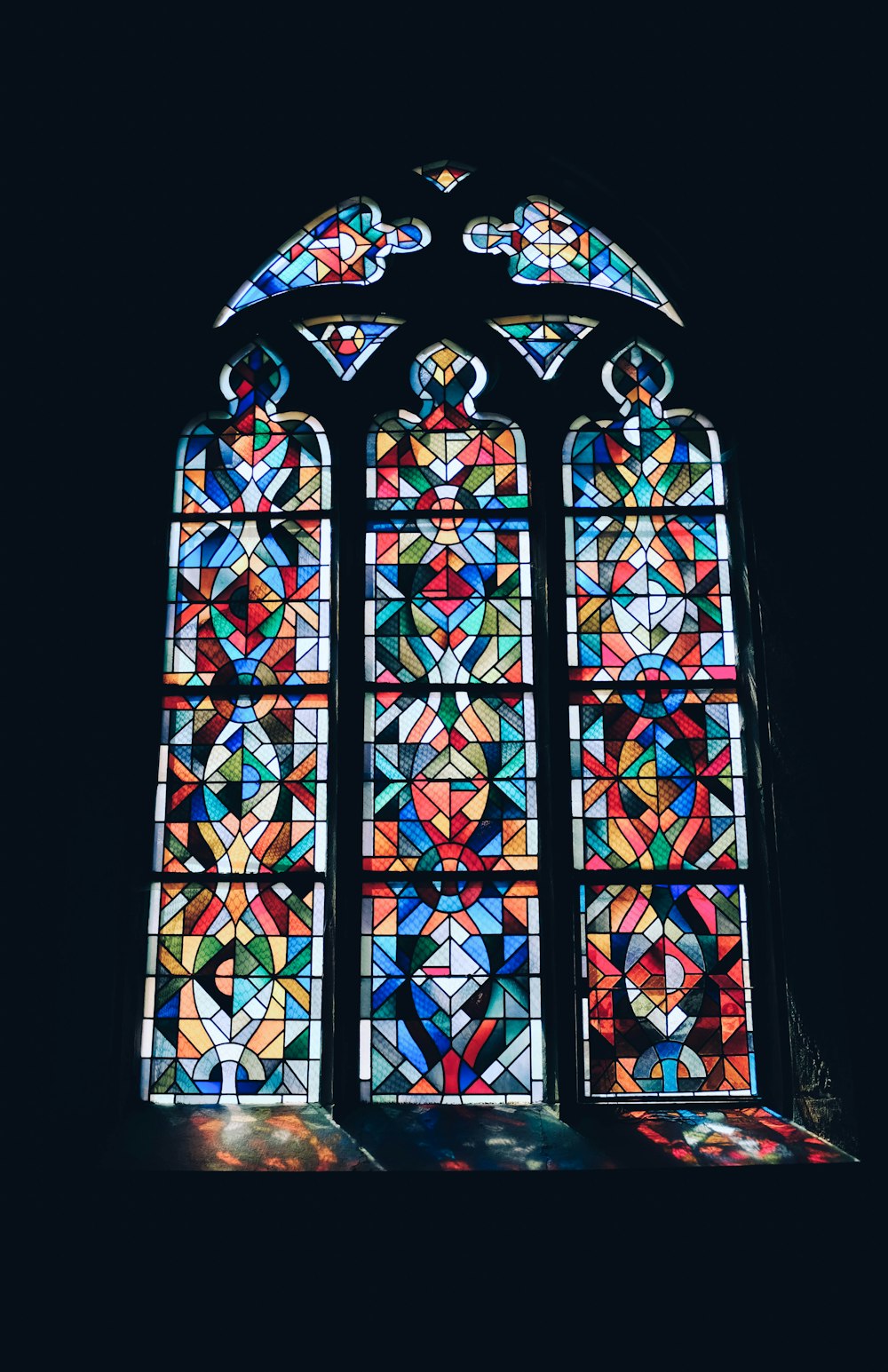 Stained Glass Window Of Colored Glass Stock Photo, Picture and Royalty Free  Image. Image 26100991.