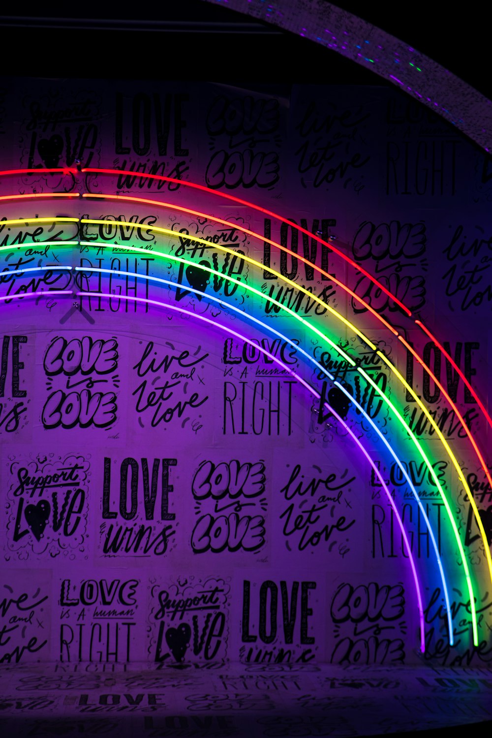 Rainbow neon lights with Love is Love