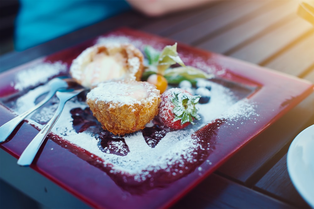 baked pastries and strawberry