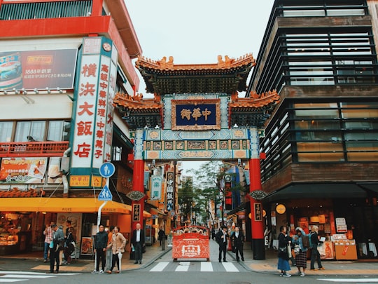 people walking in front of china town in Yokohama Chinatown Japan