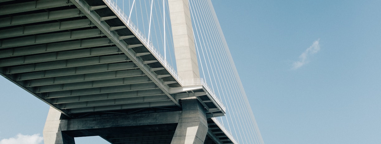 white suspension bridge on water