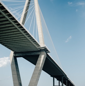 white suspension bridge on water