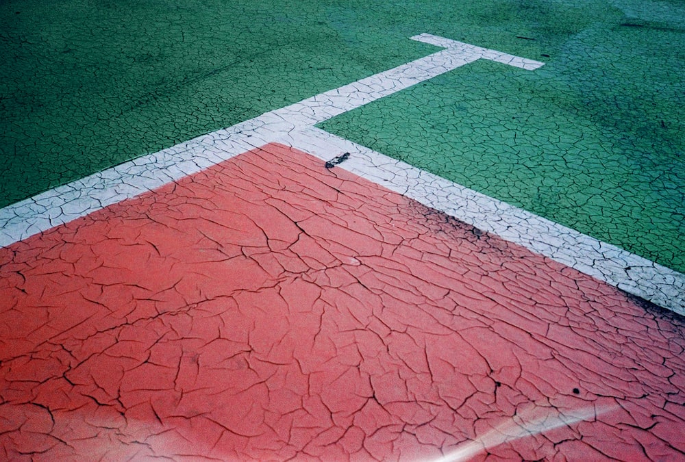 red, white, and green surface