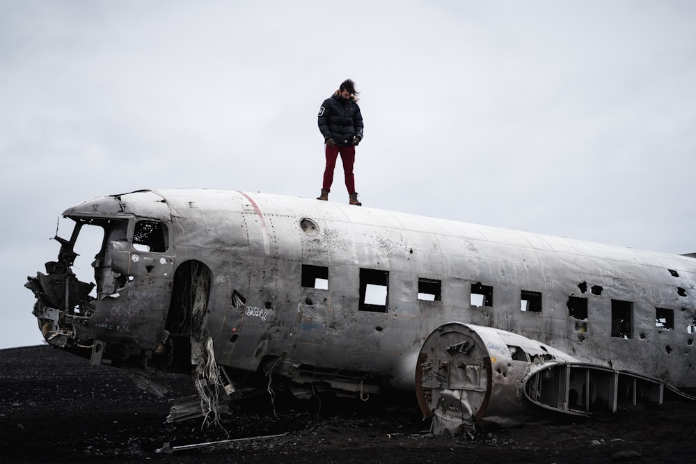 man on wrecked airliner