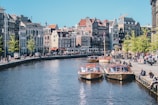 boats on the river near the building