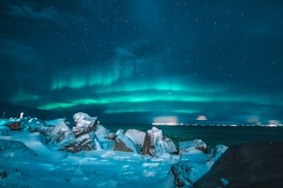 landscape photo of Aurora lights