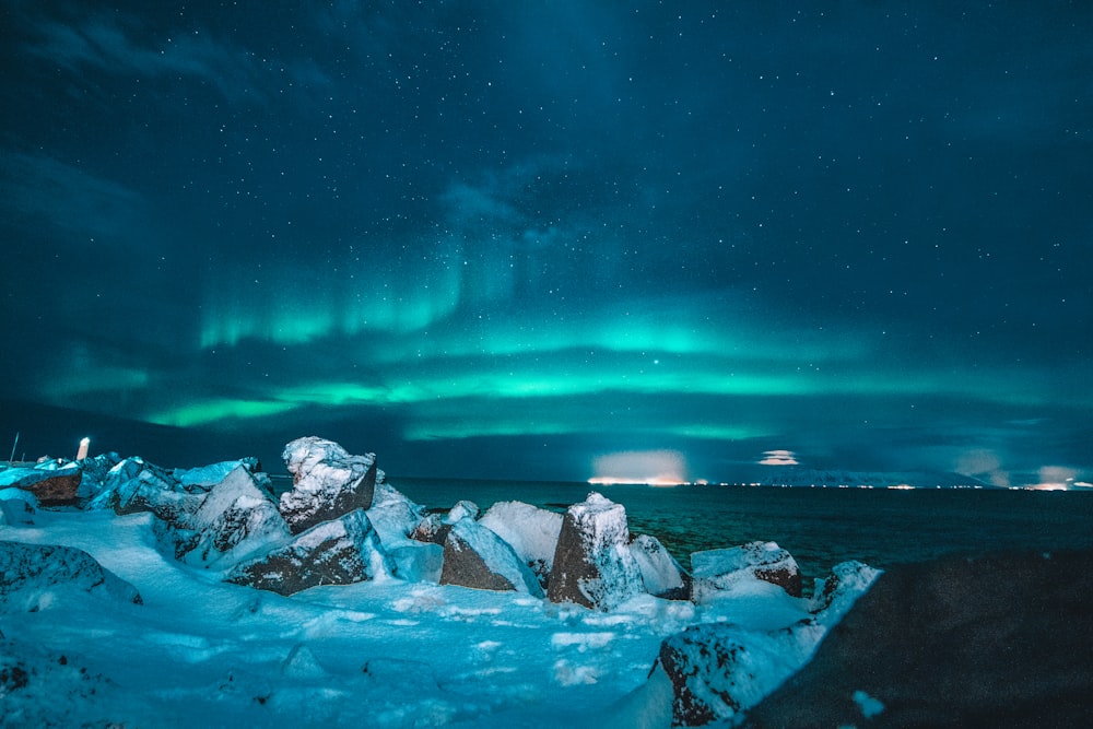 landscape photo of Aurora lights