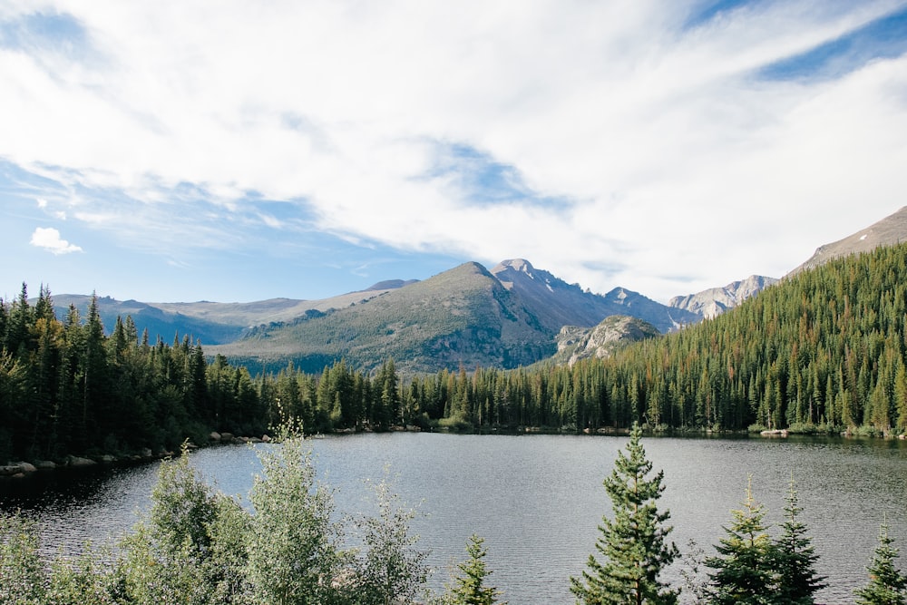 body of water near mountain