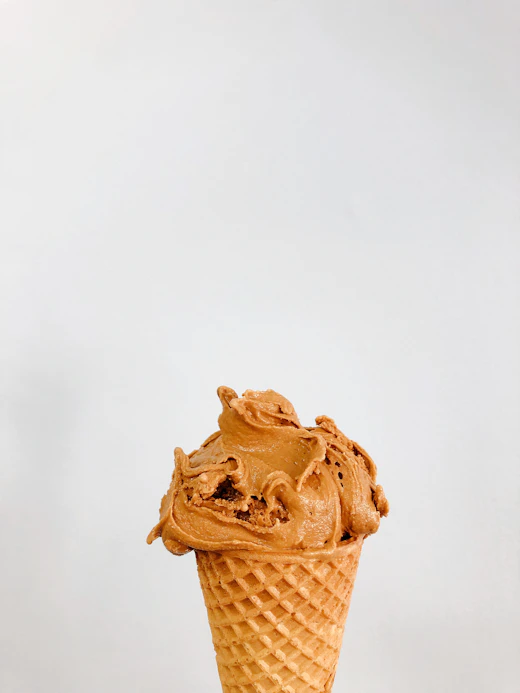 Cold brew coffee ice cream scoop close up