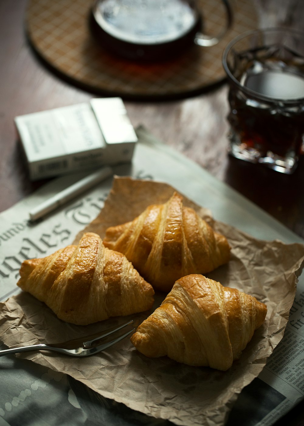 three croissant breads