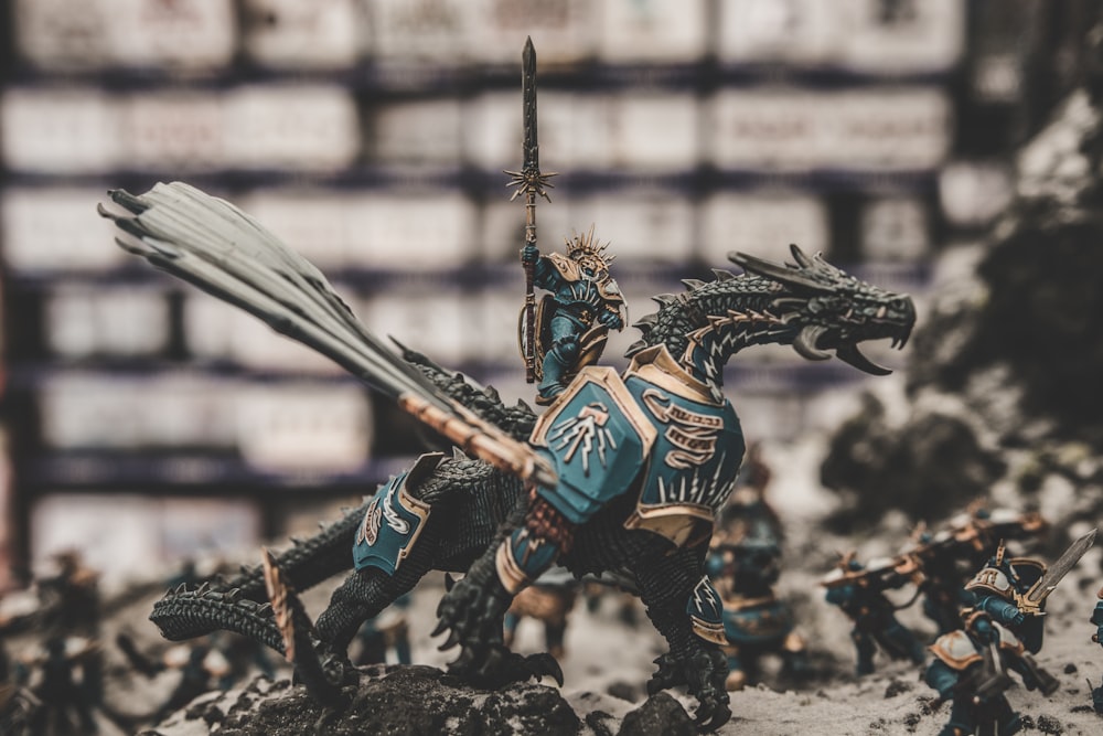 photo of knight riding dragon action figure