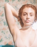 woman wearing white tank top
