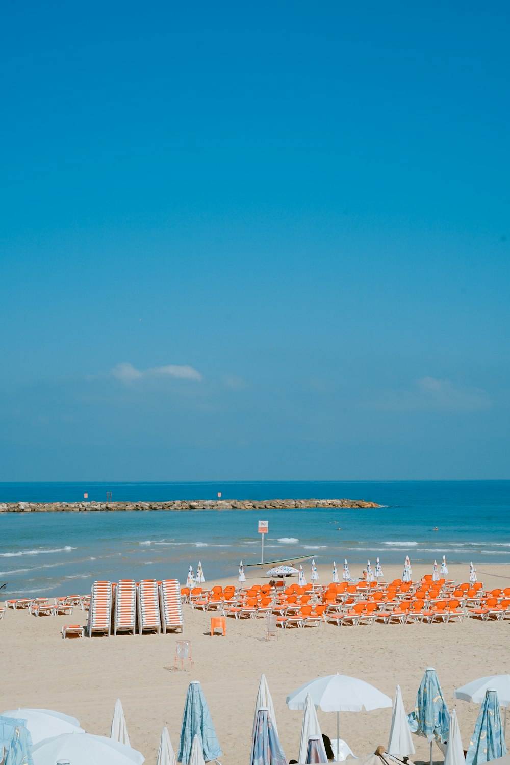 patio umbrella lot near seashore