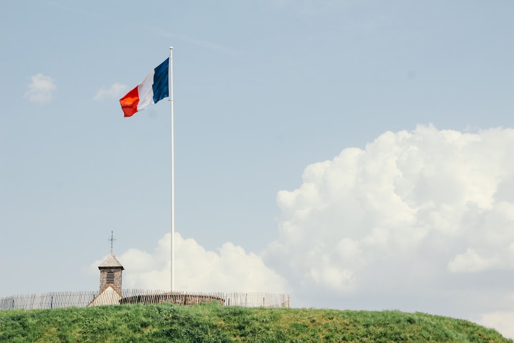 blue, white, and red country flag