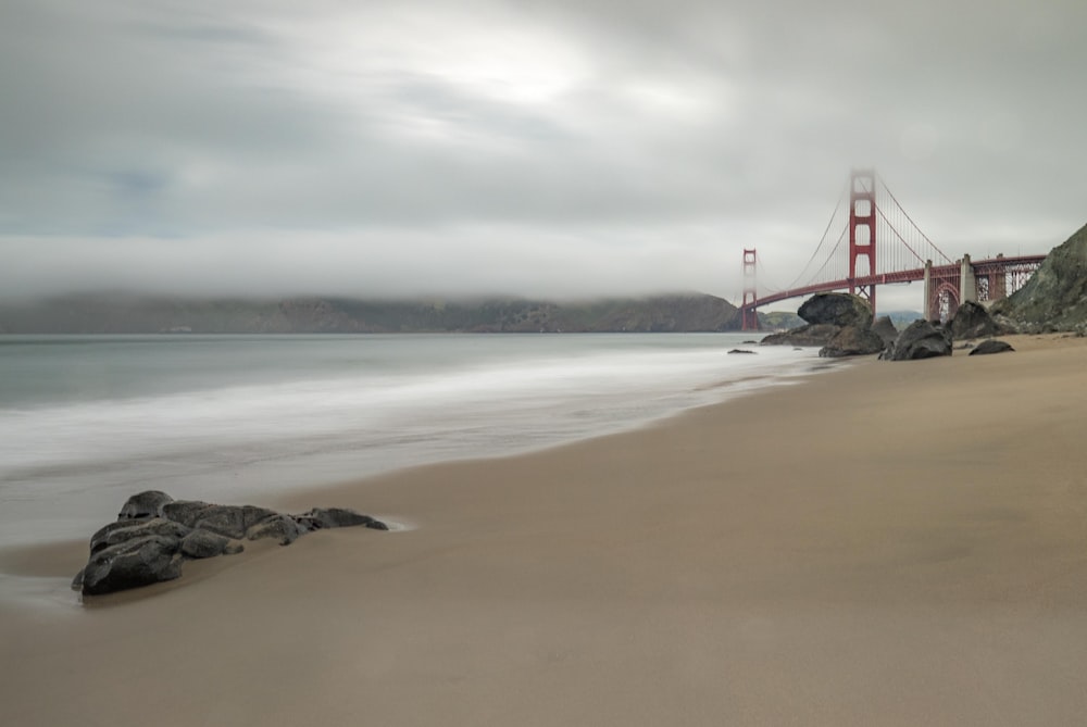 seashore during cloudy day