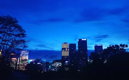 City skyline at dusk symbolizing business growth.