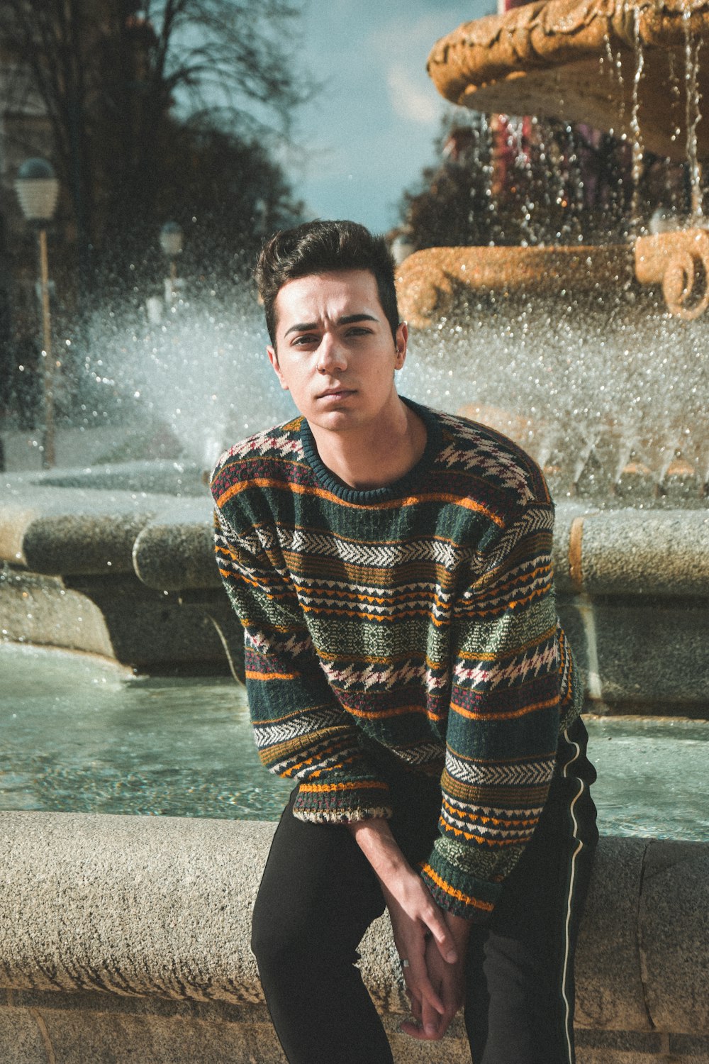 green and brown long-sleeved shirt