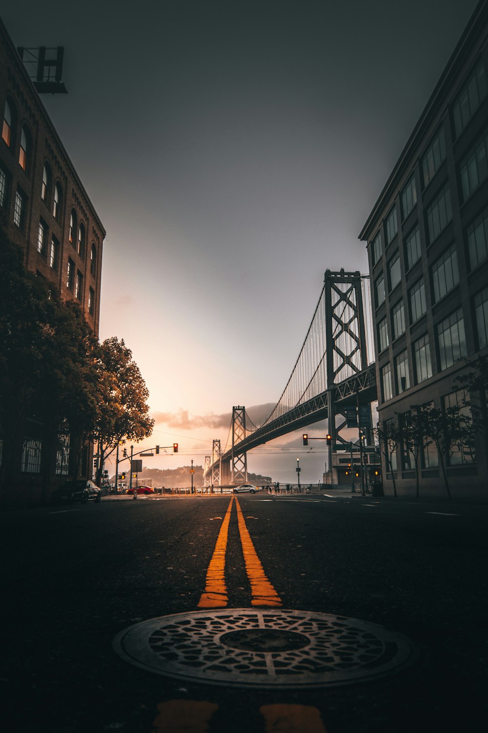 a view of the golden gate bridge from across the street