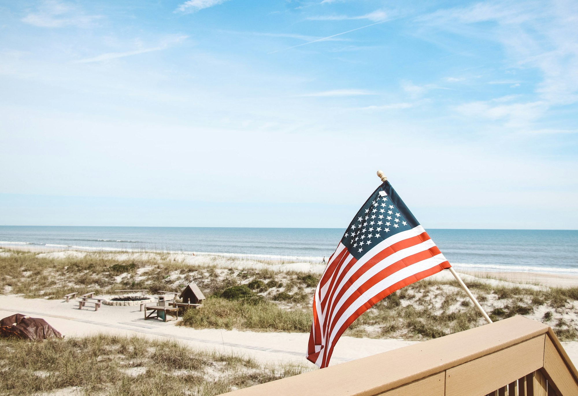 Patriotic photograph taken along the Atlantic coast in Jacksonville Florida.