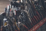selective focus photography of mechanics tool lot