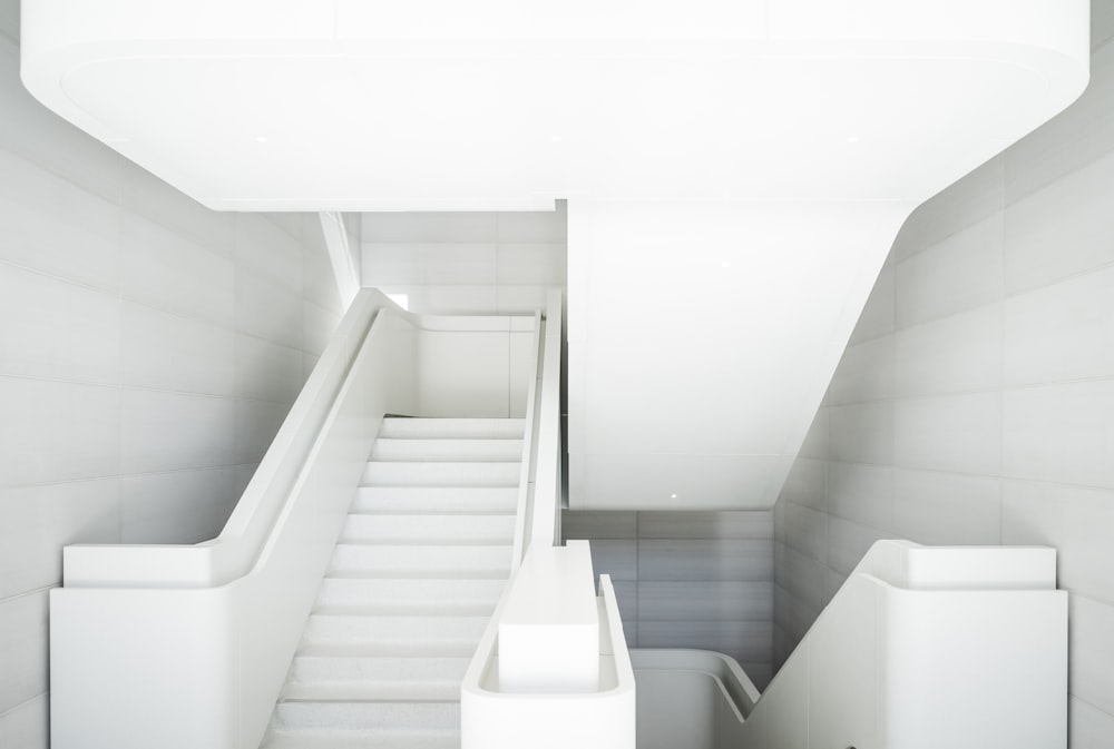 empty white stairs
