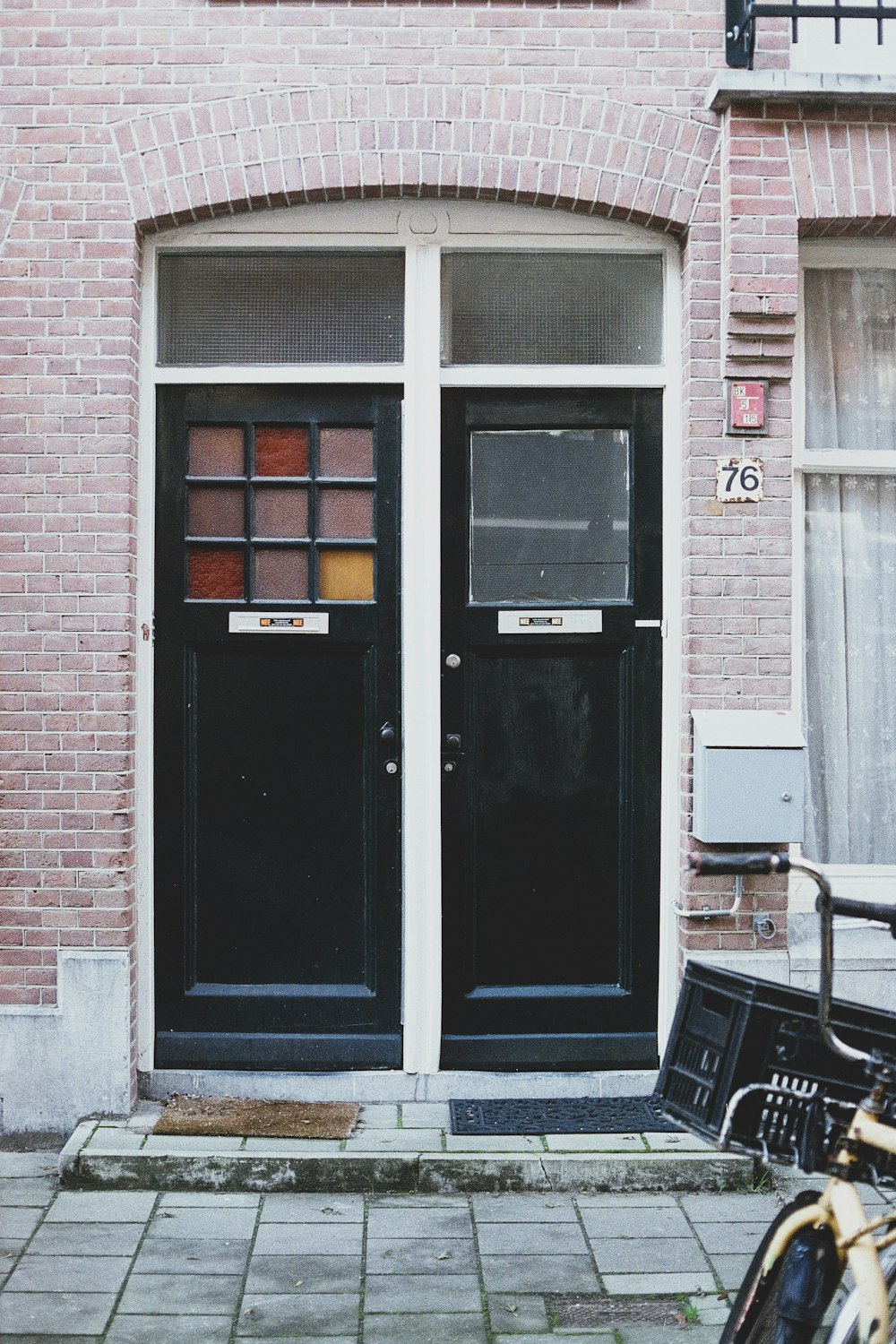 black wooden doors