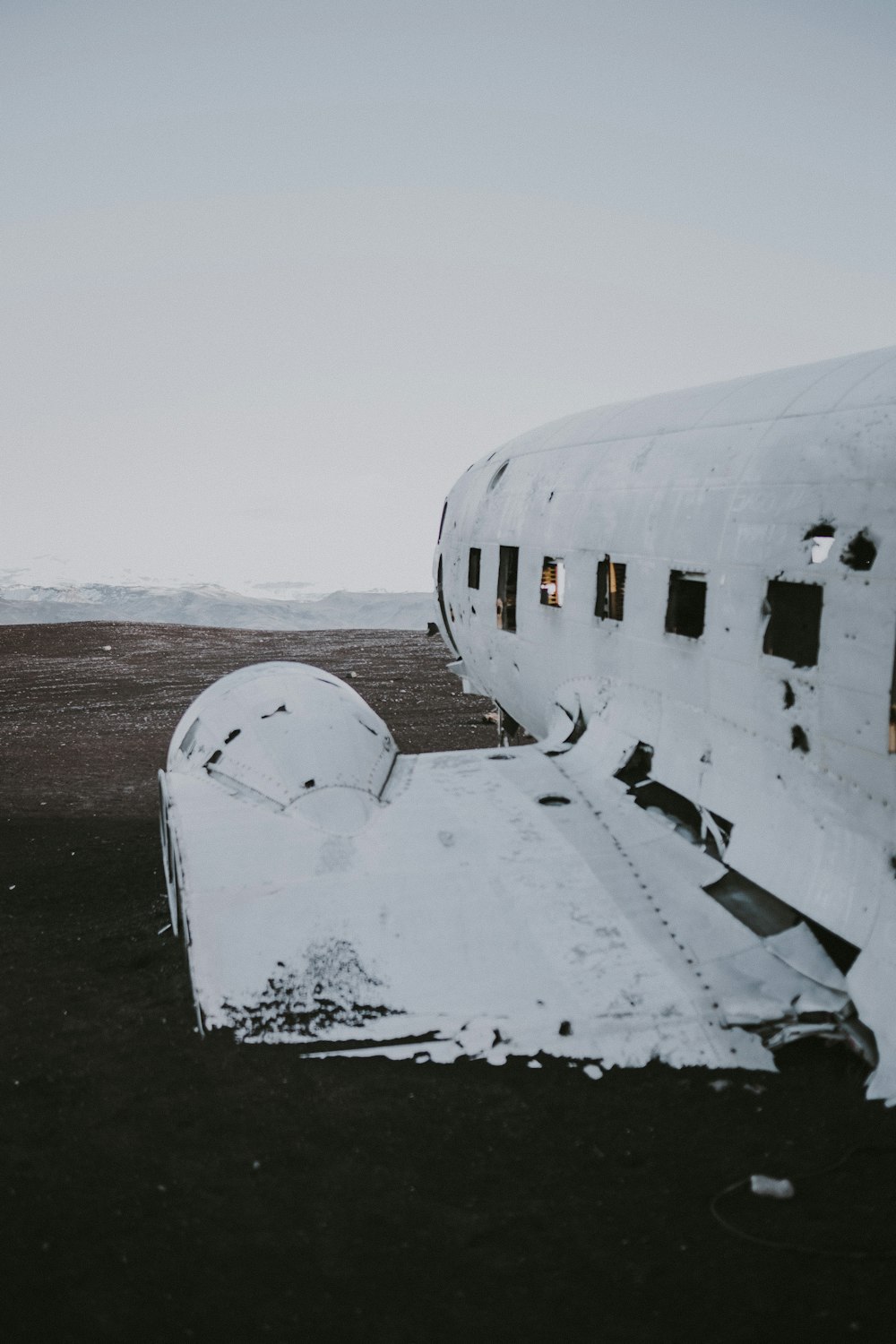 destroyed plane on field