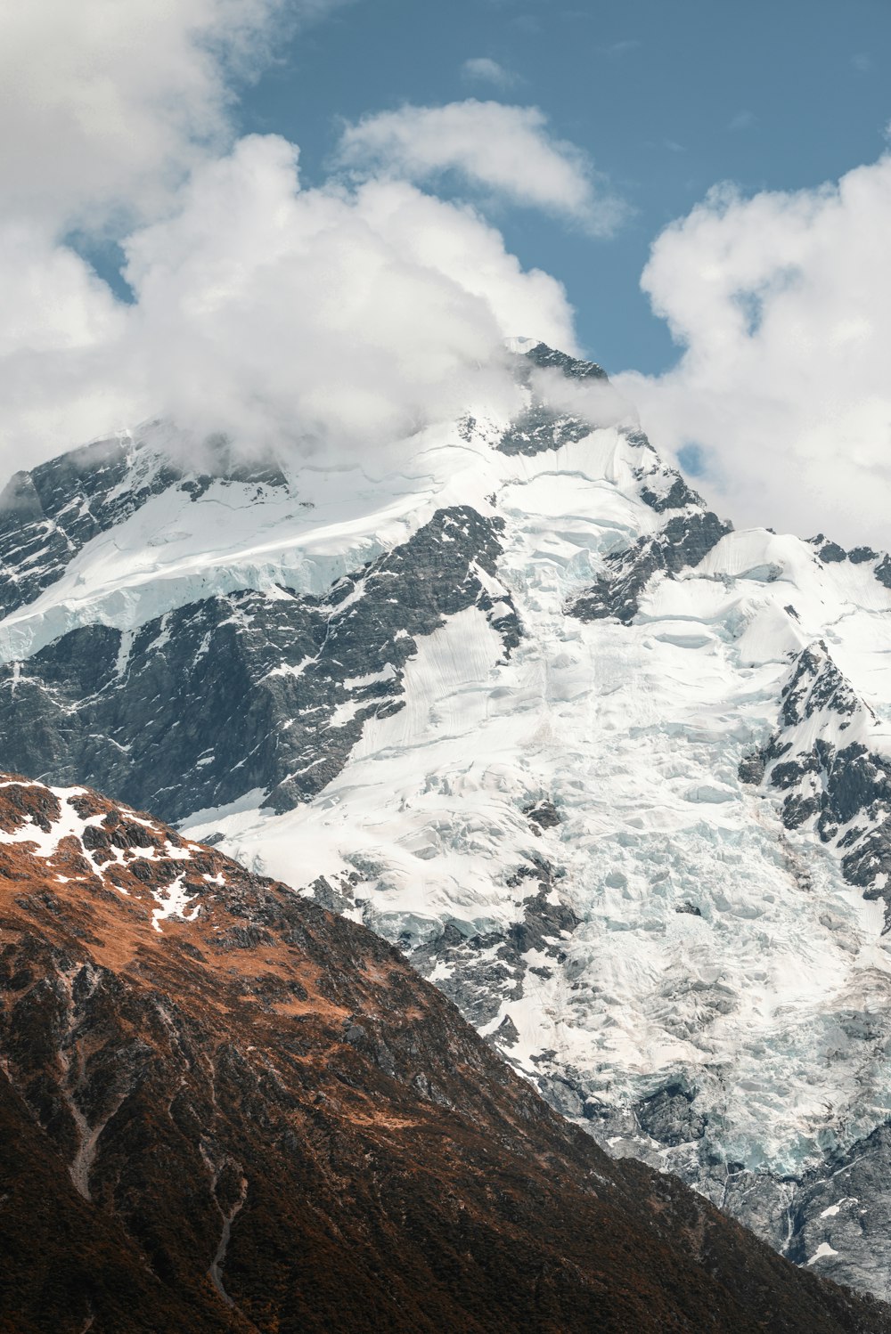 landscape photo of mountain covered snow