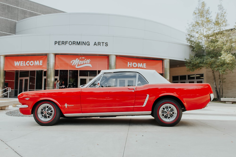 red and white convertible coupe