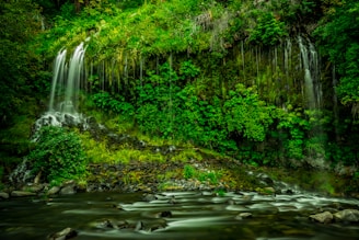 time lapse photography of multi-step waterfalls