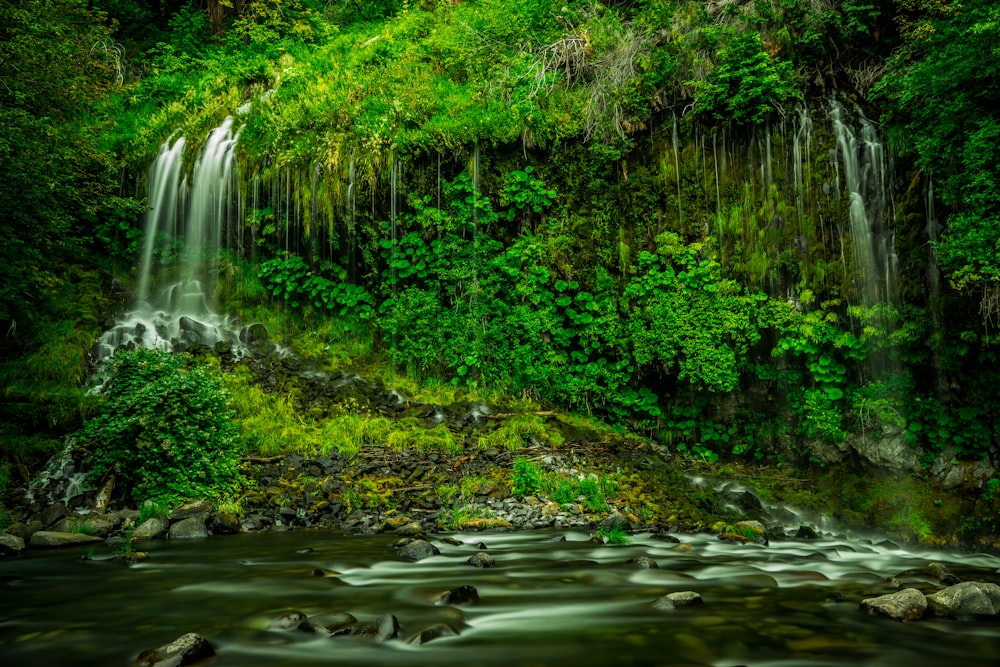 Zeitrafferfotografie von mehrstufigen Wasserfällen