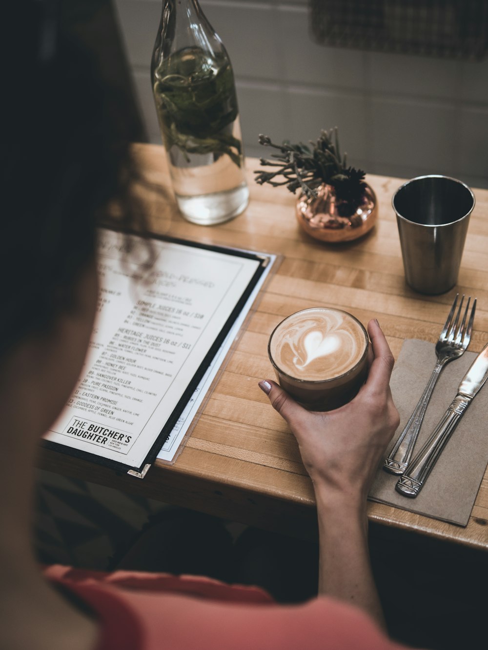 latte coffee with heart decor