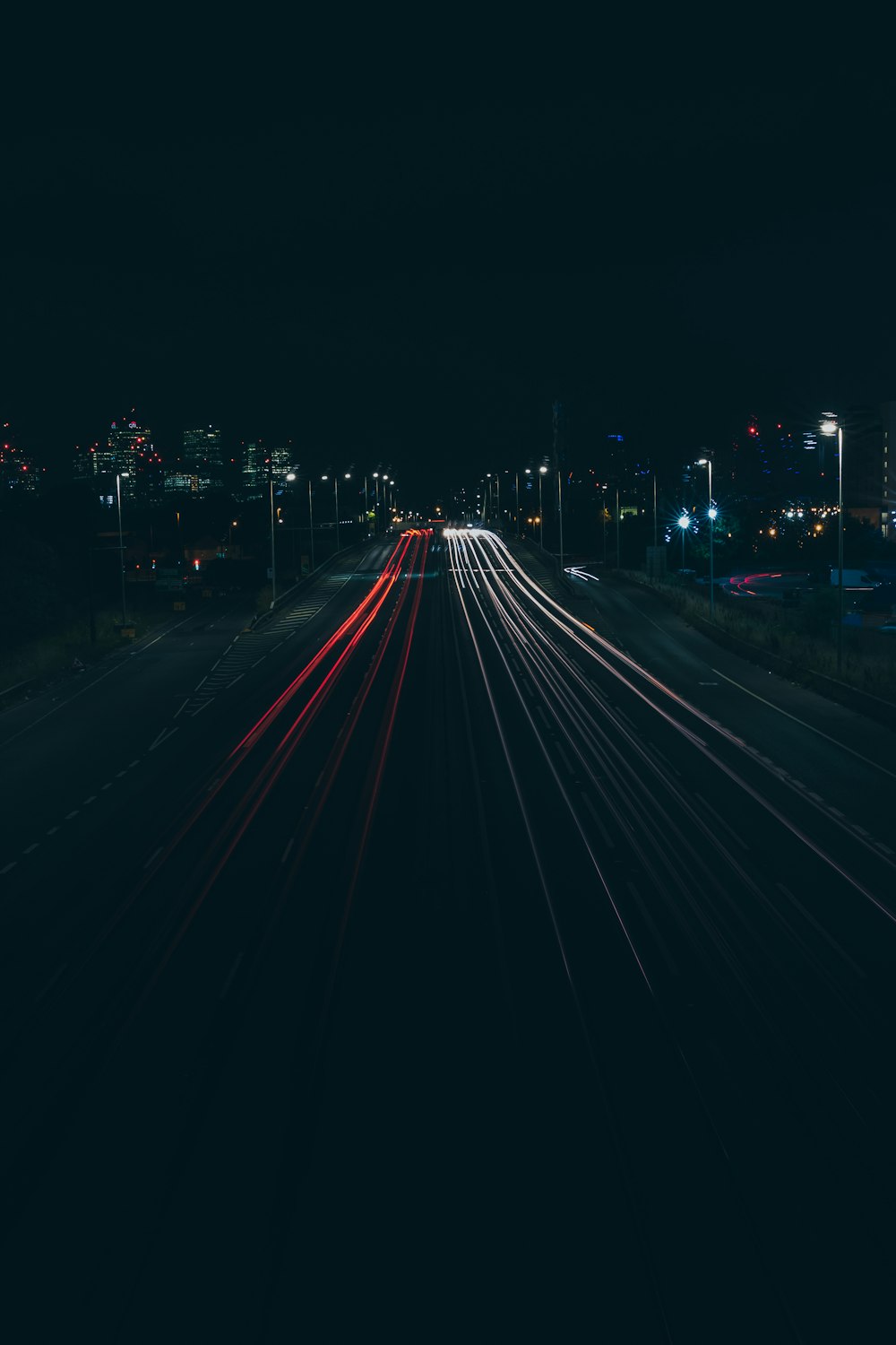 timelapse photograph of road lights