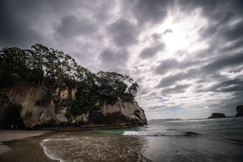 mountain near seashore