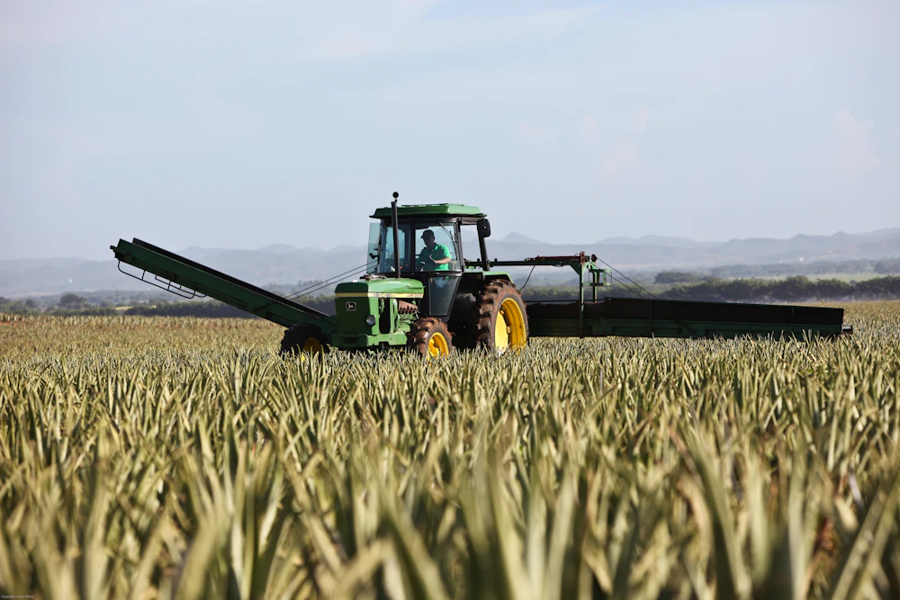 Agricultural machinery working in a field