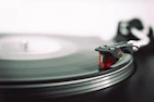 selective focus vinyl record playing