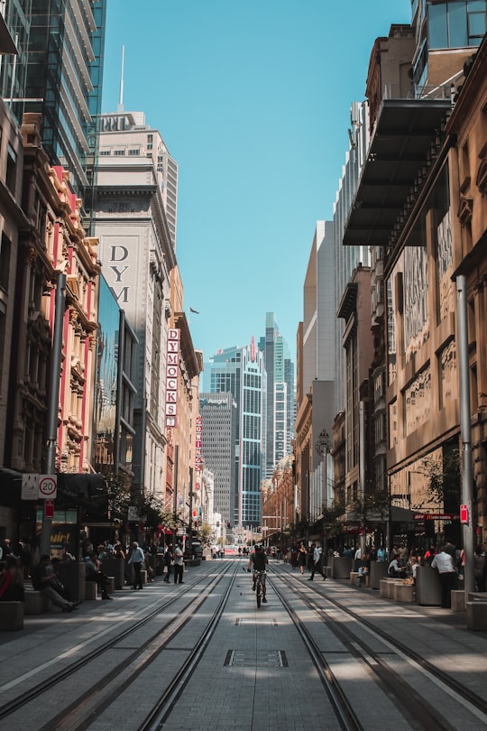 people on marker beside road in George Street Australia