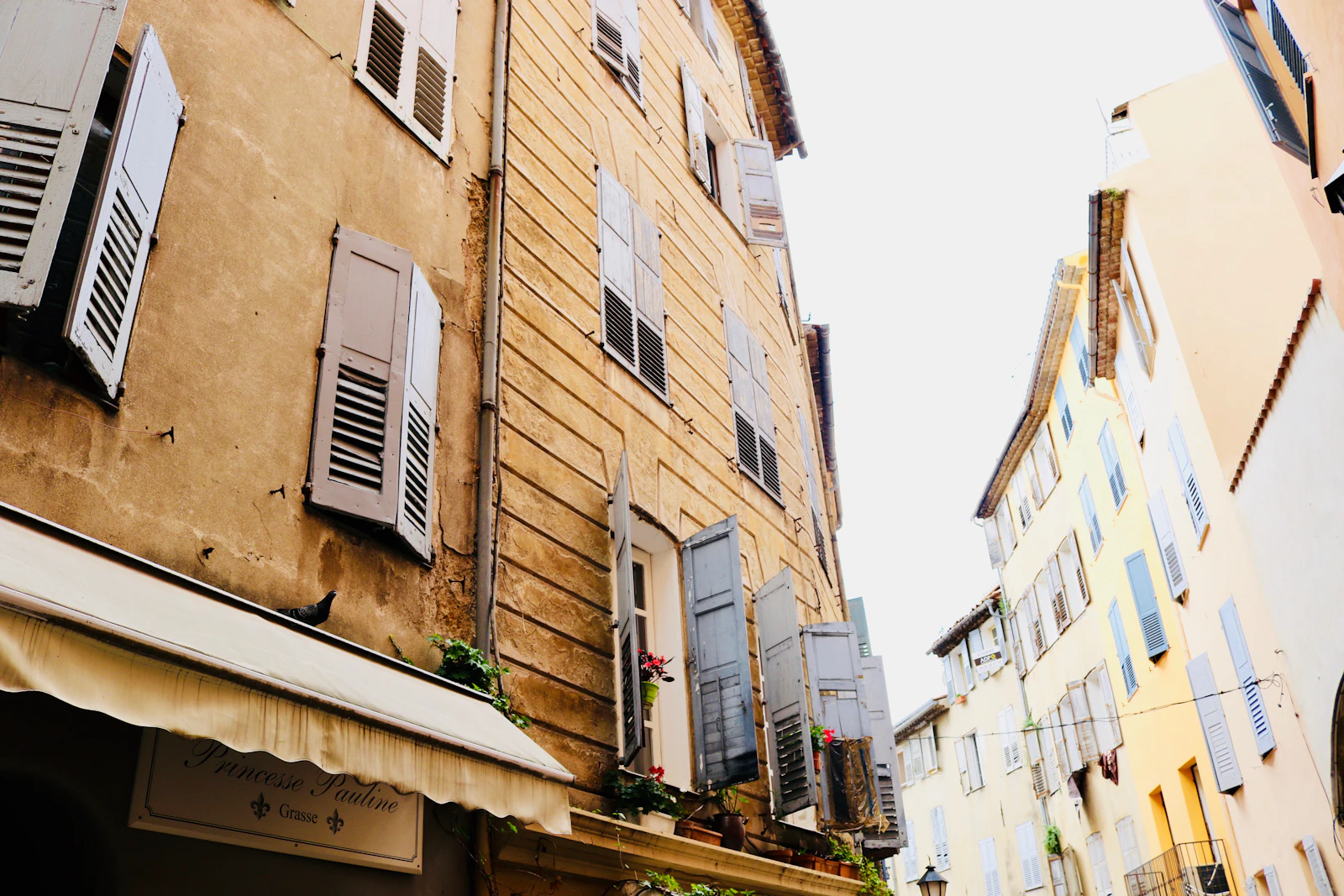 Shuttered façades in the old town — Grasse, France