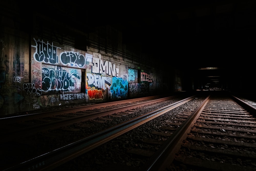 railway beside graffiti wall