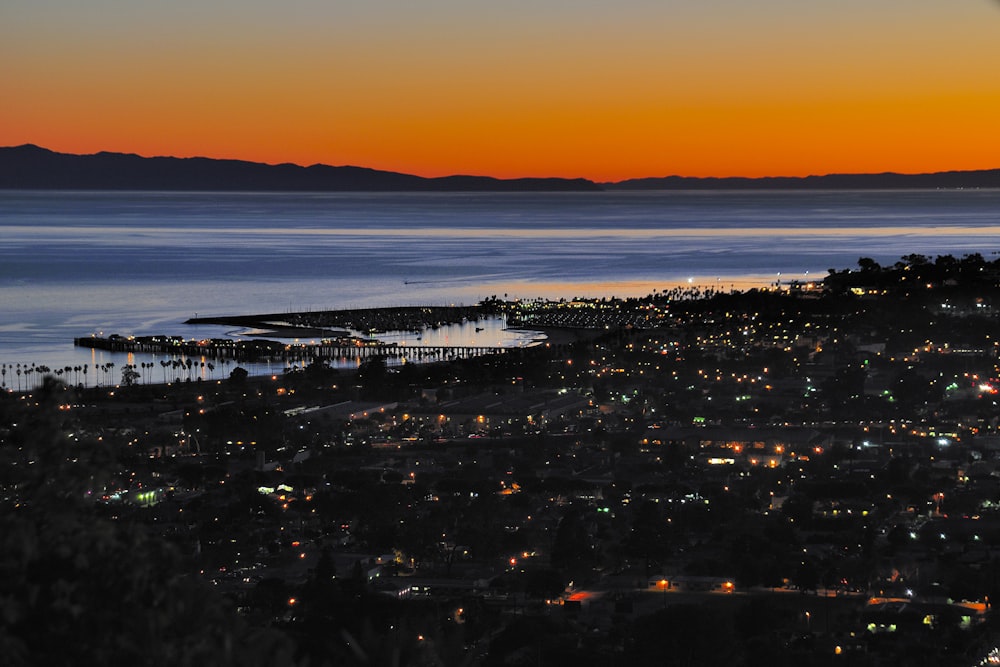 aerial view of buildings under sunset