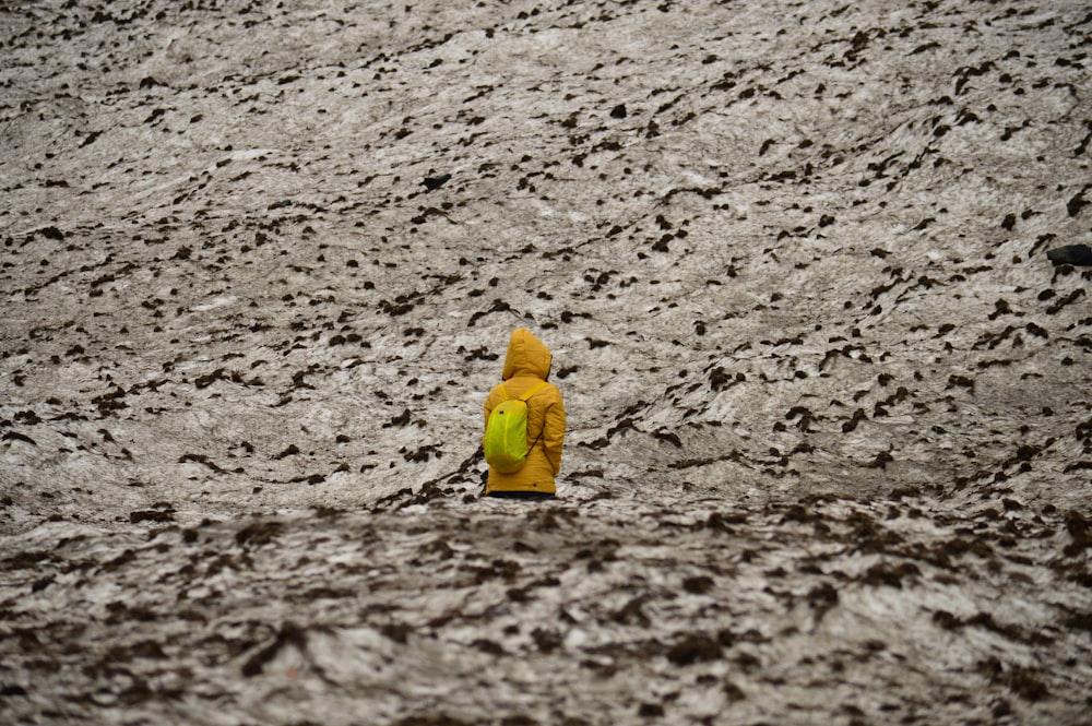 person wearing hooded jacket at the field at day