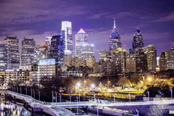 The Philadelphia skyline at night