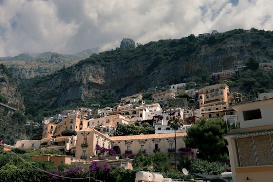 houses near cliff in Lattari Mountains Regional Park Italy