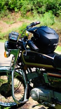 crash helmet on motorcycle