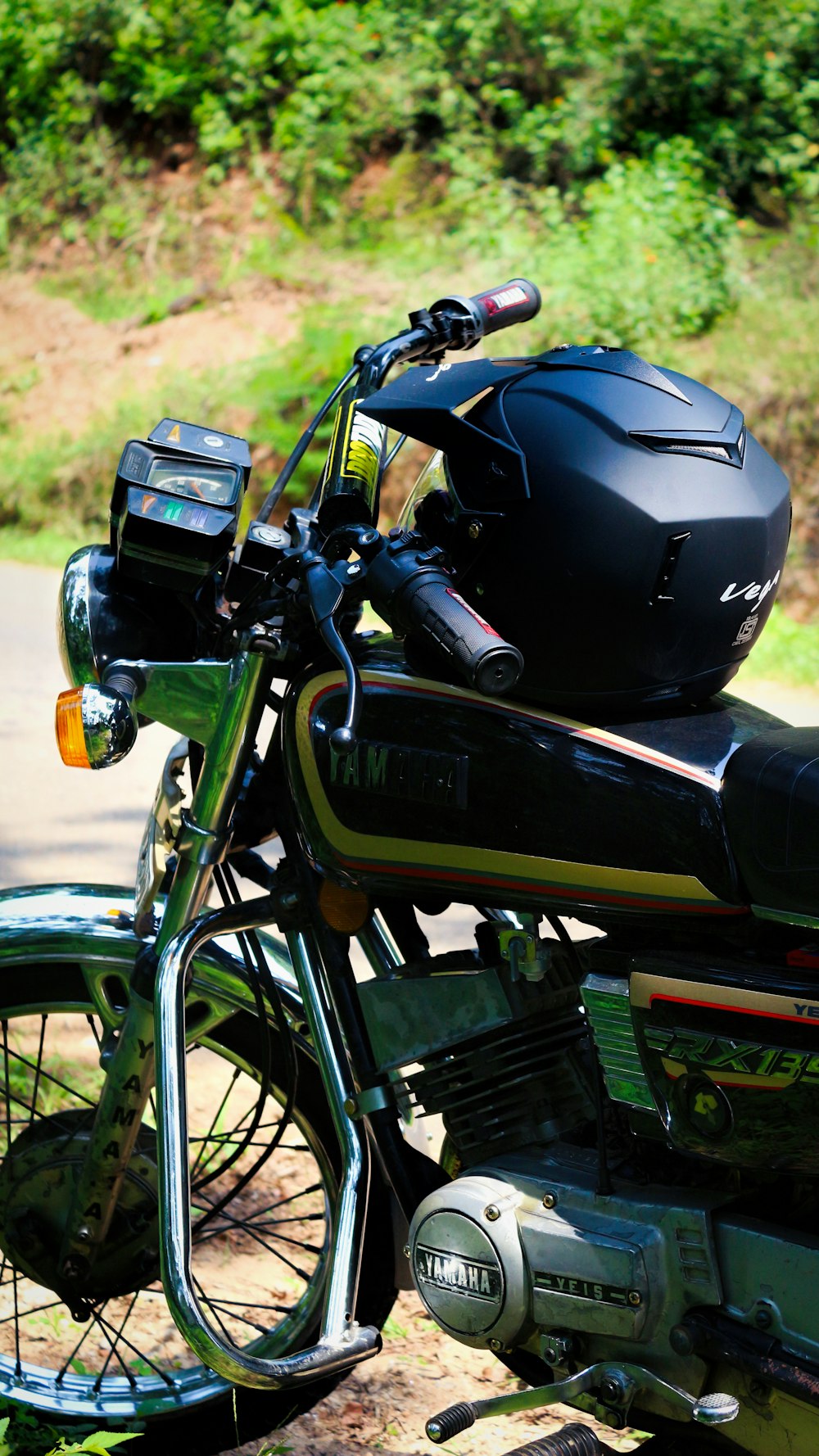 crash helmet on motorcycle