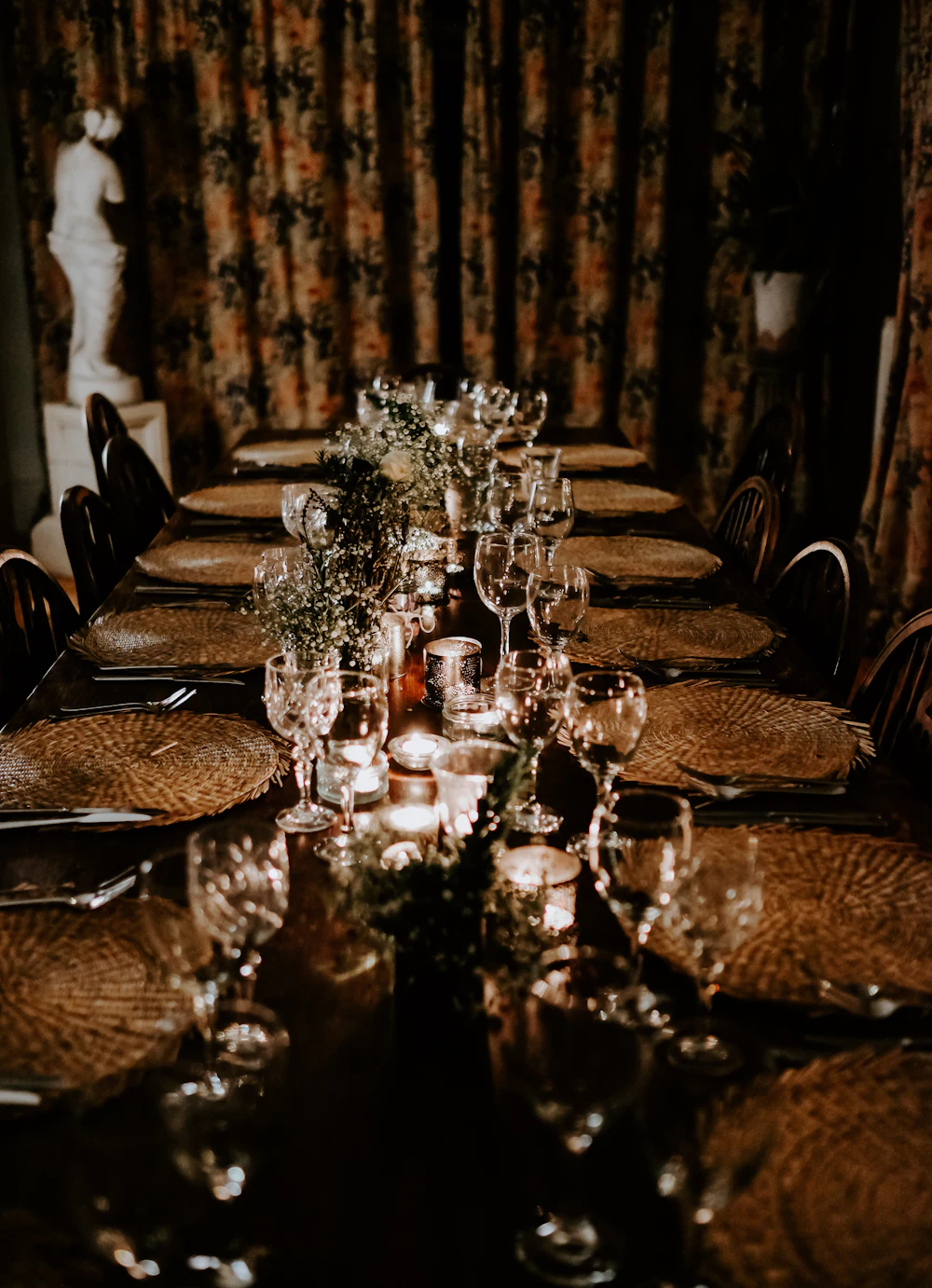 Elegant Abilene wedding reception with candlelight and florals